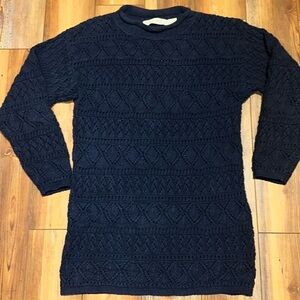 American Knitworks size small 100% cotton navy sweater dress